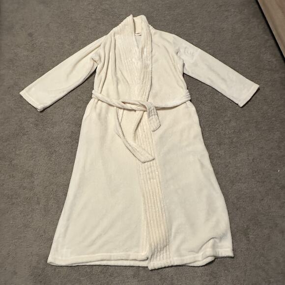 Eberjey Women Small Robe Chalet Belted Plush Cloud Ivory - Picture 2 of 10